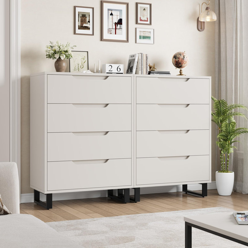 4 Dresser for Bedroom, 41.5" Tall Dresser, Freestanding Vertical Drawer Cabinet with Storage, White