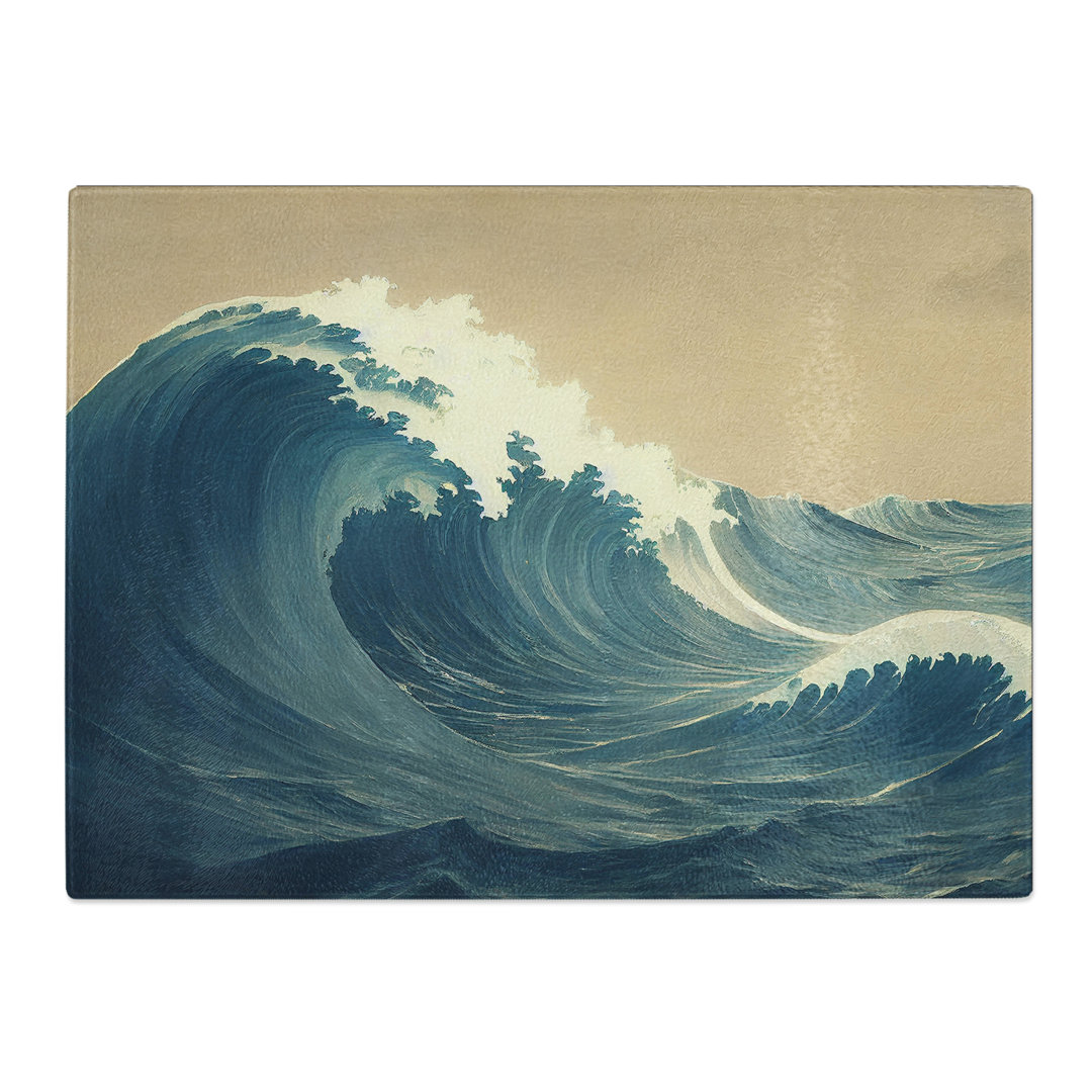 Traditional Japanese Wave Vol.5  Glass Chopping Board