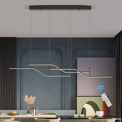Lorisa 3-Light Kitchen Island Linear LED Pendant With Remote