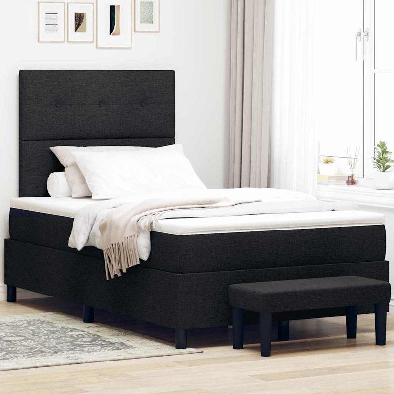  Lit sommier tapissier avec matelas noir 47,2 po x 78,7 po, Double, Noir