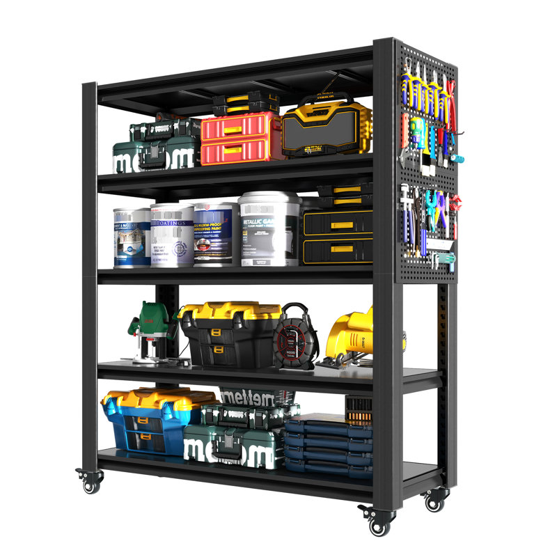 72"H Heavy Duty 5 Tier Metal Rack With And Movable , 400Lbs Per Shelf, Adjustable Design, Ideal For Kitchen Storage Shelving Unit Swivel 2000Lbs Total Capacity, 23.6"D X 47.2"W, 10 - Minute