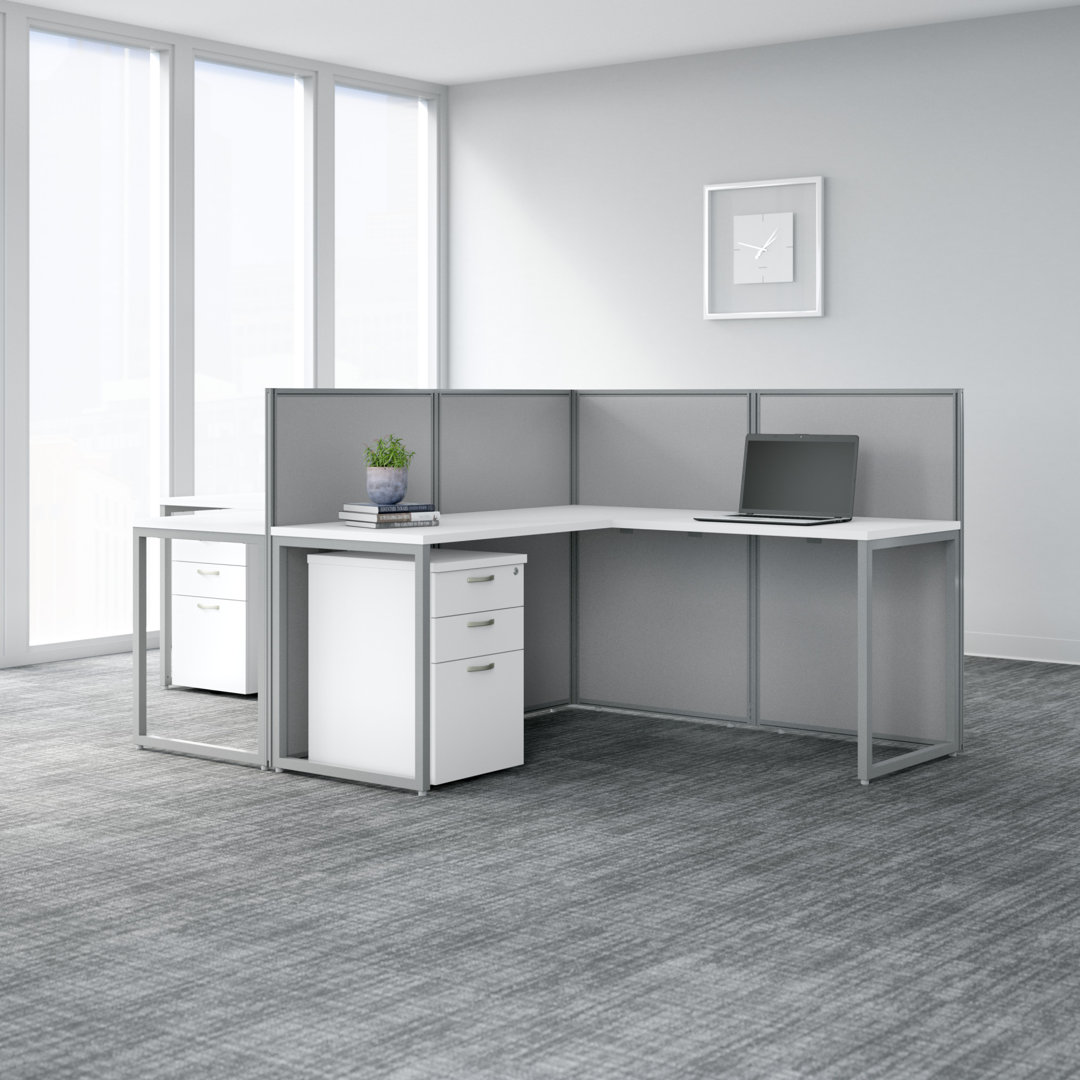 Easy Office Benching Workstation - Reversible Bush Business Furniture Color: Pure White