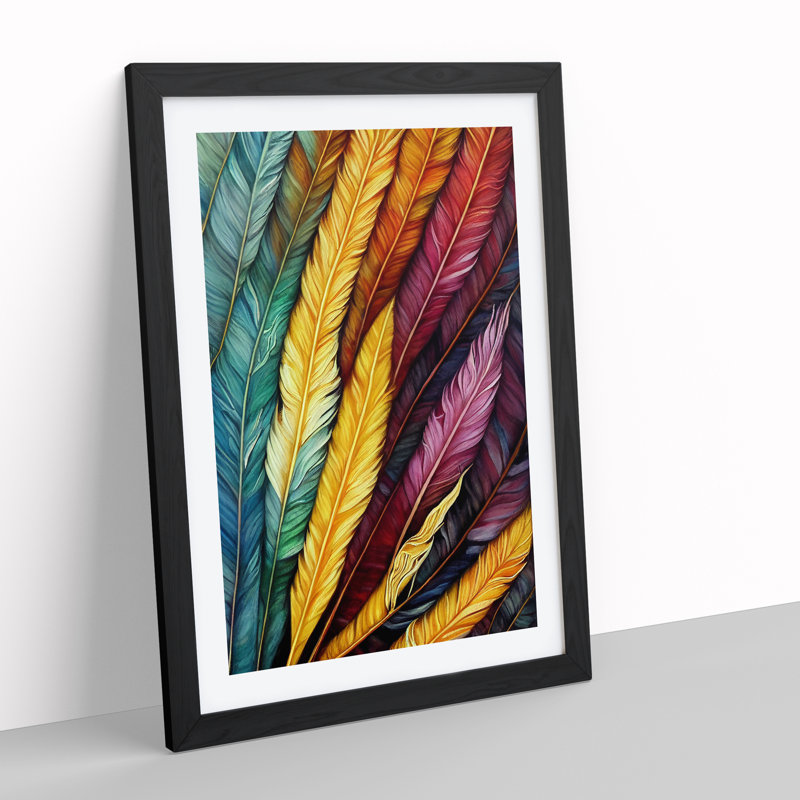 Layered Feathers - Framed Print, Black, 34cm H x 25cm W x 2cm D