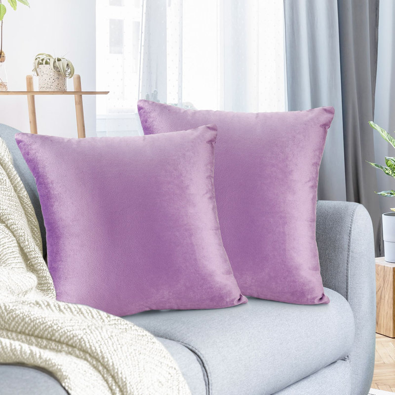 Housse de coussin décoratif en velours , 18" x 18", Lavande