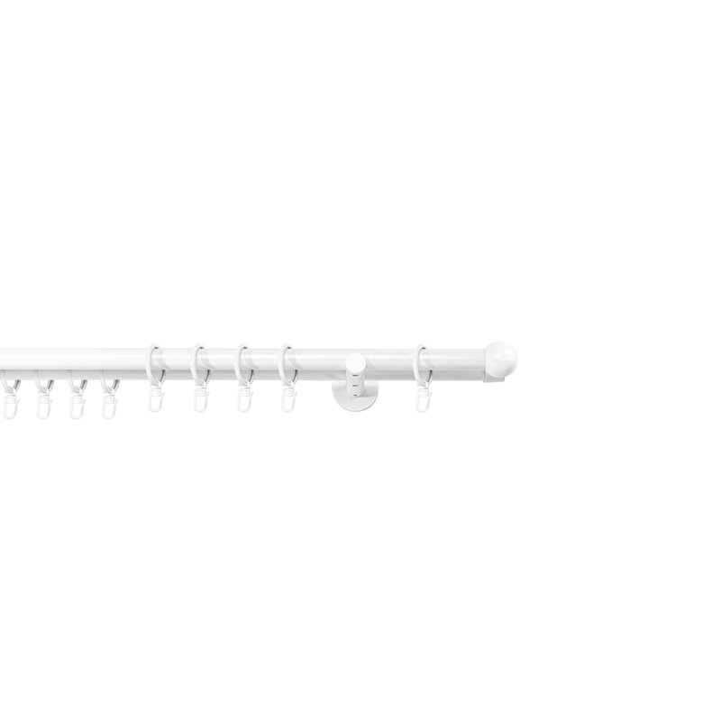 Curtain rod made to measure 20mm ball, White, 2cm H x 100cm W x 12cm D