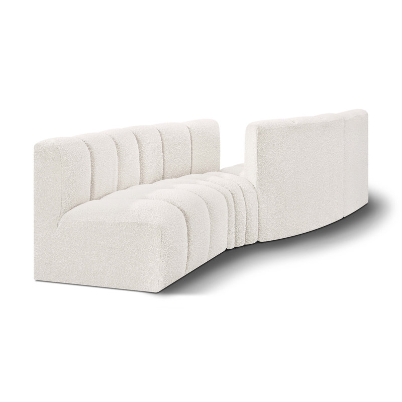 Canapé et méridienne rembourrés Iziah, Tissu crème bouclé