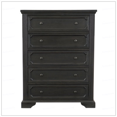 Traditional Design 5-Drawers Storage Chest  Charcoal  Rustic Style Bedroom Furniture