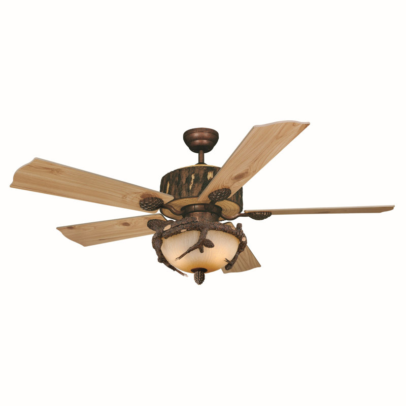 Polston 52 in. Weathered Patina Indoor Rod Mount Rustic Ceiling Fan with Reversible Washed Oak-Pine Blades, Pull Chain Included, 3 Speeds, Light Kit Adaptable, AC Motor