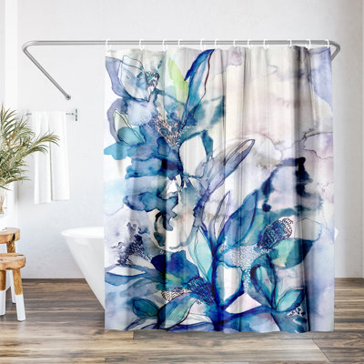Rideau de douche Botanical Aqua Floral par Hope Bainbridge