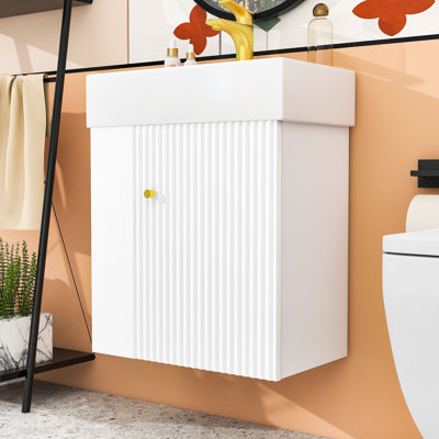 Meuble-lavabo flottant moderne avec lavabo en céramique