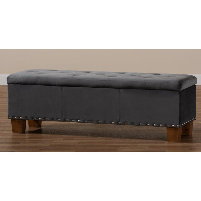 Llewellyn Velvet Ottoman, Gray
