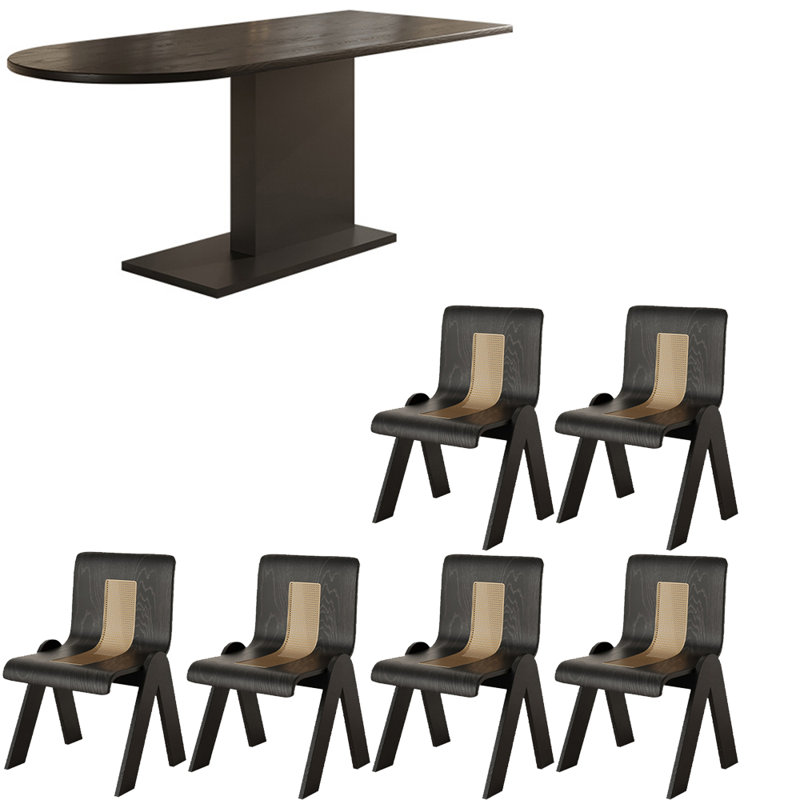 Ensemble de table à manger en bois massif de style français rétro., H 29,5 po x L 62,9 po x l 27,5 po