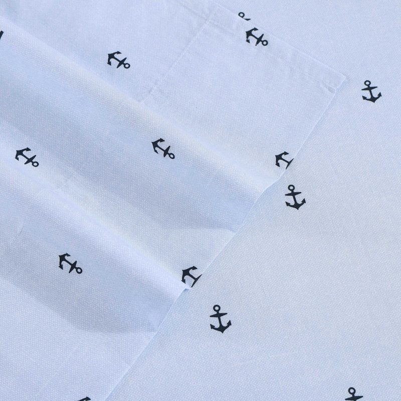 Tommy Hilfiger Printed Percale Cotton Sheet Set, Twin Sheet Set with 1 Pillowcase, Blue Abstract