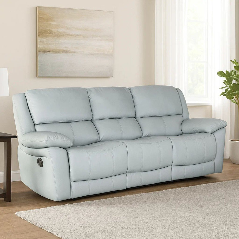 Canapé Larus, mécanisme d'inclinaison manuelle, similicuir bleu, 82 po, Bleu poudre