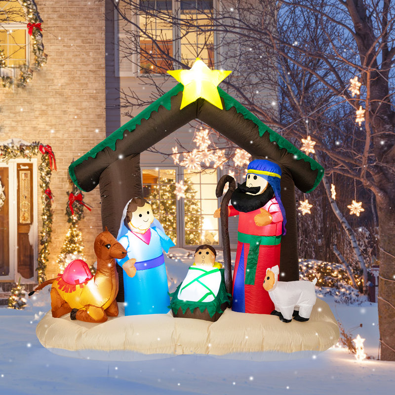 Ensemble de crèche de Noël de 6 pi avec crèche de Noël et lumières DEL