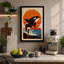 Leaping Orca at Sunset Art Deco - Wrapped Canvas-401332805-401332813