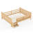 Queen Size Floor Bed with Storage Bookcases, Solid Wood Kids Floor Bed with Cute Stairs and Guardrails, No Box Spring Needed, Light Natural-2032637129