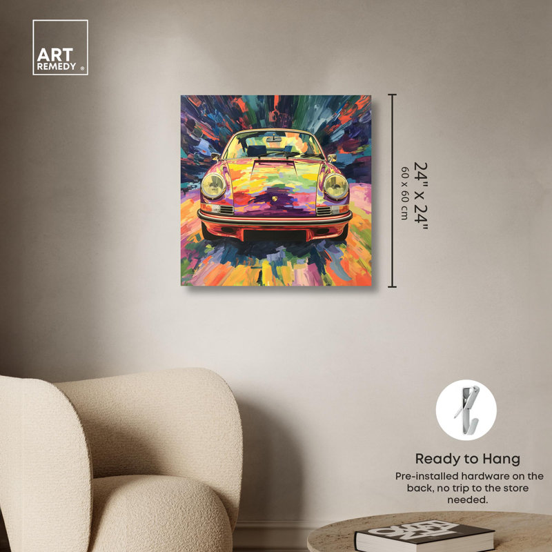 Porsche Aurora Vortex Abstract Car Canvas Art, 24" x 24"