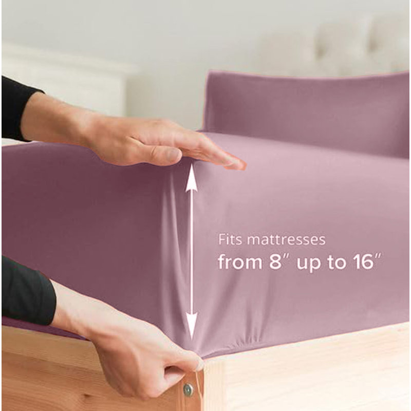  Ensemble de draps en rayonne de bambou 4 pièces Premium Luxury, Ensemble de draps pour lit simple avec deux taies 