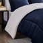 Édredon en duvet synthétique - double / grand, bleu marine + confortable, 2 taies décoratives et 1 coussin décoratif
