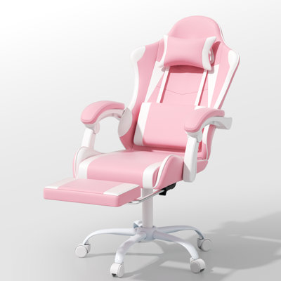 Fauteuil de jeu réglable en similicuir, siège d'ordinateur ergonomique avec appui-tête, repose-pieds et soutien lombaire