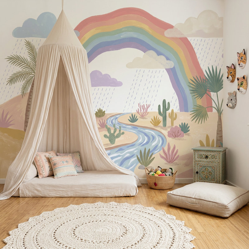 Décoration murale chambre d'enfant amovible fond blanc, Non tissé, 140 po x 108 po