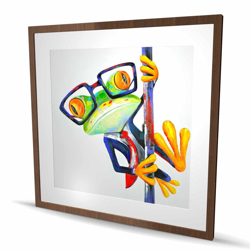 Drôle de grenouille avec lunettes - reproduction encadrée de chambre à coucher contemporaine