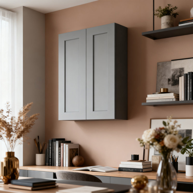Armoire murale en bois massif à 2 portes et 2 tablettes pour le rangement de la cuisine, de la salle de bain, de la buanderie et des tablettes réglables prêtes à assembler (l 27 po x P 12 po x H 36 po)