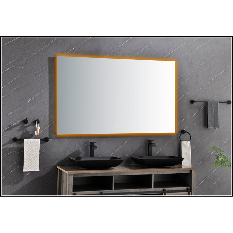 Meuble-lavabo à DEL à miroir avec rétro-éclairage, grand miroir mural réglable