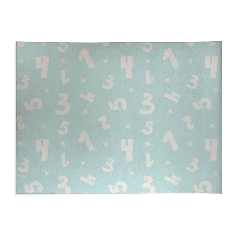 Numbers Indoor Doormat, 60" W x 84" L, Light Blue