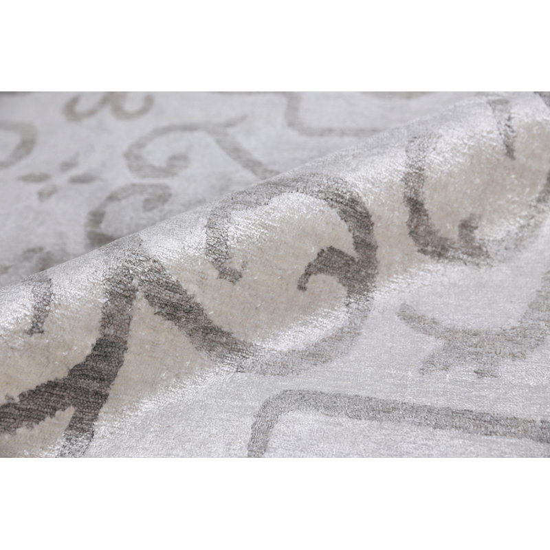 Bamboo Silk Damask Area Rug, Rectangle 10' x 14'