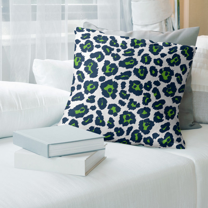 Housse de coussin carré, 14 po x 14 po, Faux lin, Blanc/vert