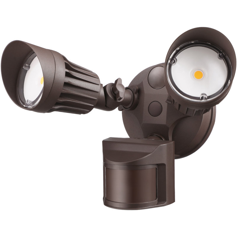 Dual Head 20-Watt LED Dusk to Dawn Outdoor Security Flood Light with Motion Sensor, Bronze