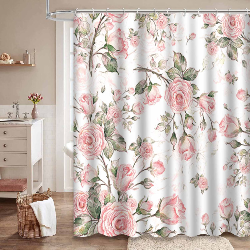 Décoration de papier peint aquarelle rose avec 12 crochets, L 72 po x l 78 po