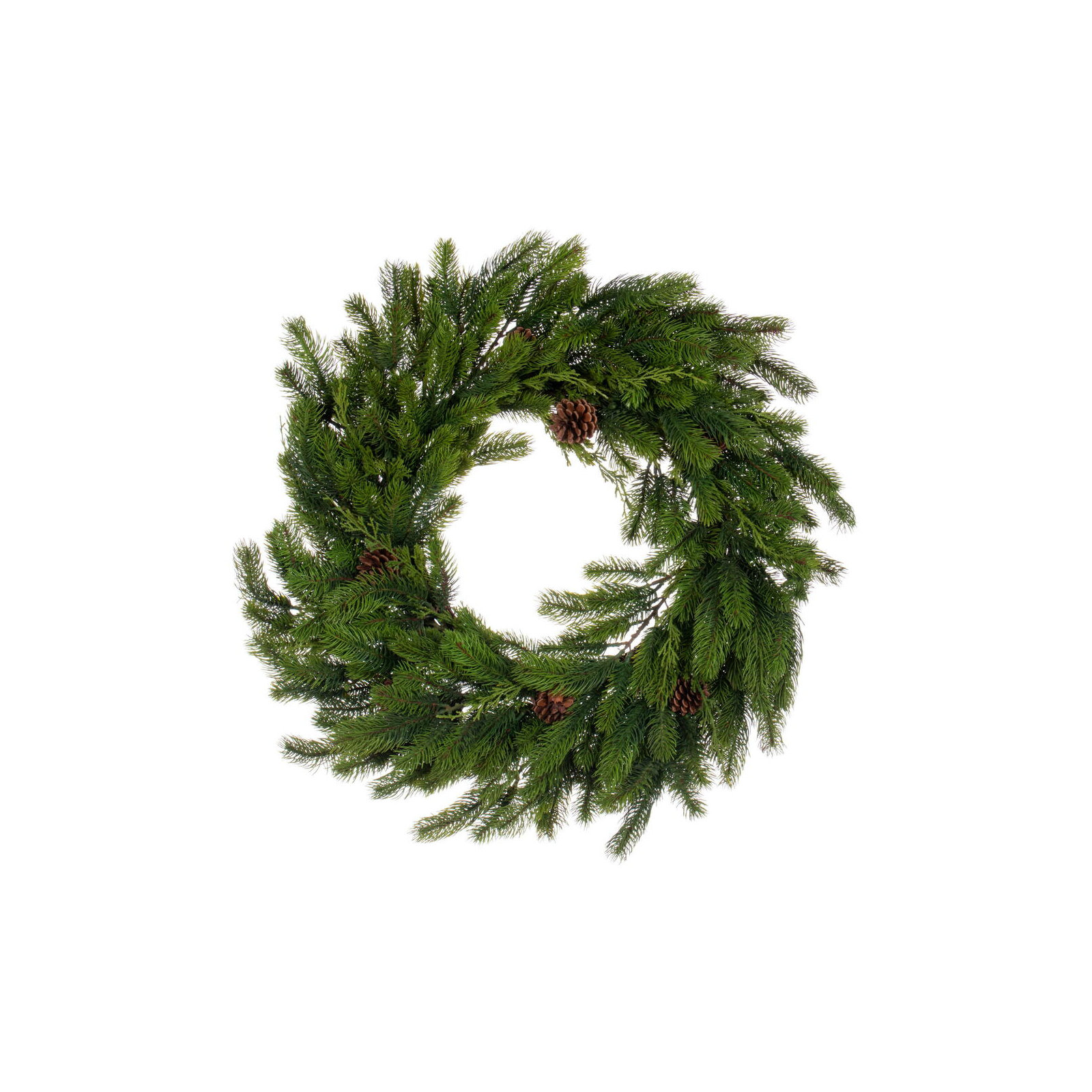 Faux Pine Polyethylene Plastic Wreath, 28" H x 28" W x 28" D