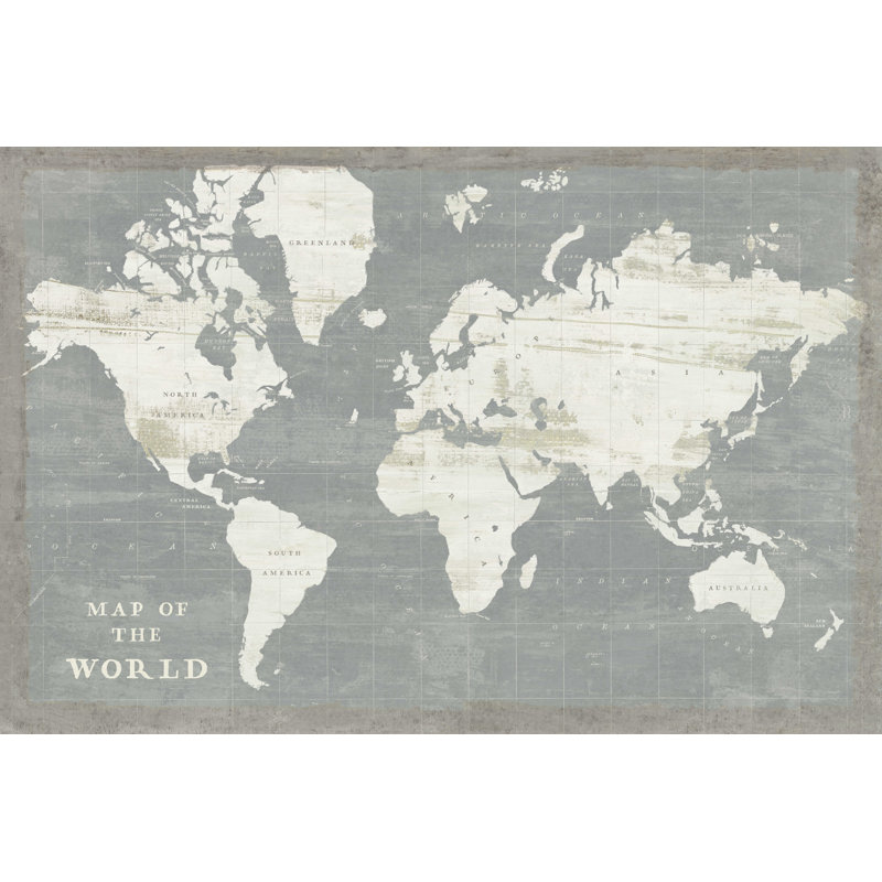 Carte du monde en ardoise, H 32 po x l 48 po