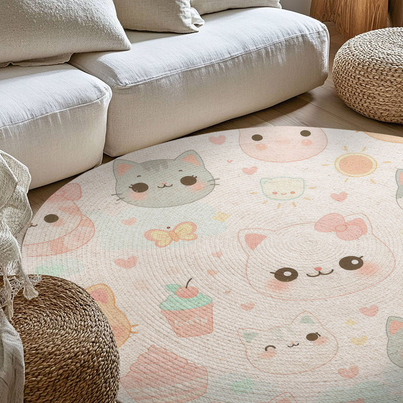 Tapis tressé Gentles Feline, Rond 5 pi