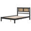 Lit plateforme double en bois avec tête de lit et tables de chevet en rotin naturel-800513684-800513687