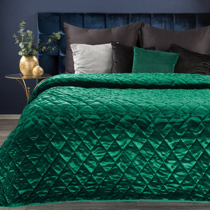 Alasdhair Polyester Solid Colour Bedspread, Dark/Green, W230 x L260cm