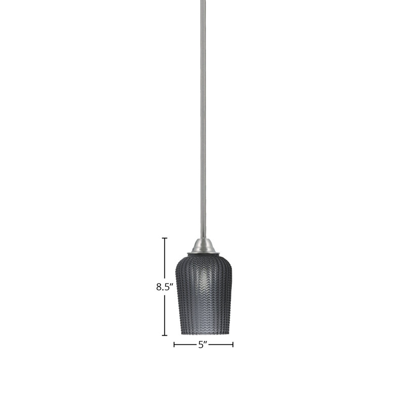 Luminaire suspendu sur pied Paramount avec verre texturé de 5 po, Nickel brossé, Noir