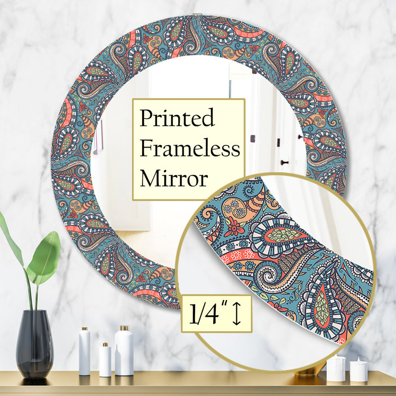 Paisley 14 - Miroir bohémien et éclectique, H 31,5 po x l po