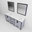 Meuble-lavabo double gris foncé de 72 po L avec plateau en quartz blanc et 30 miroirs - armoires et tiroirs-1136485193