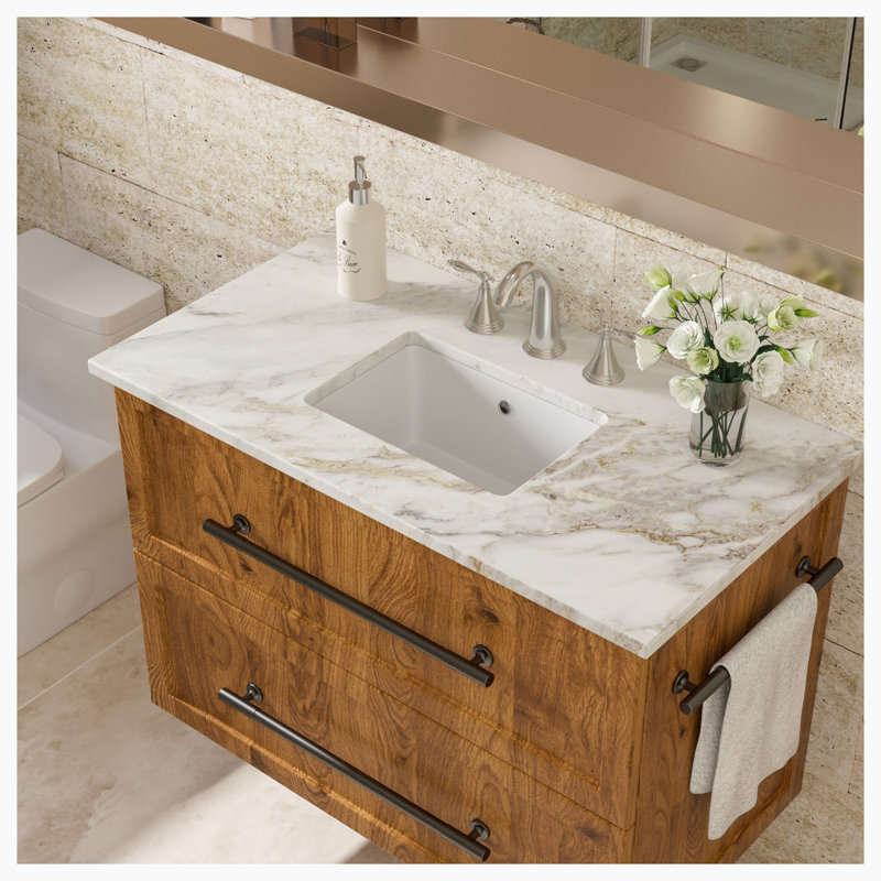 Hewei 12'' White Ceramic Rectangular Bathroom Sink with Overflow