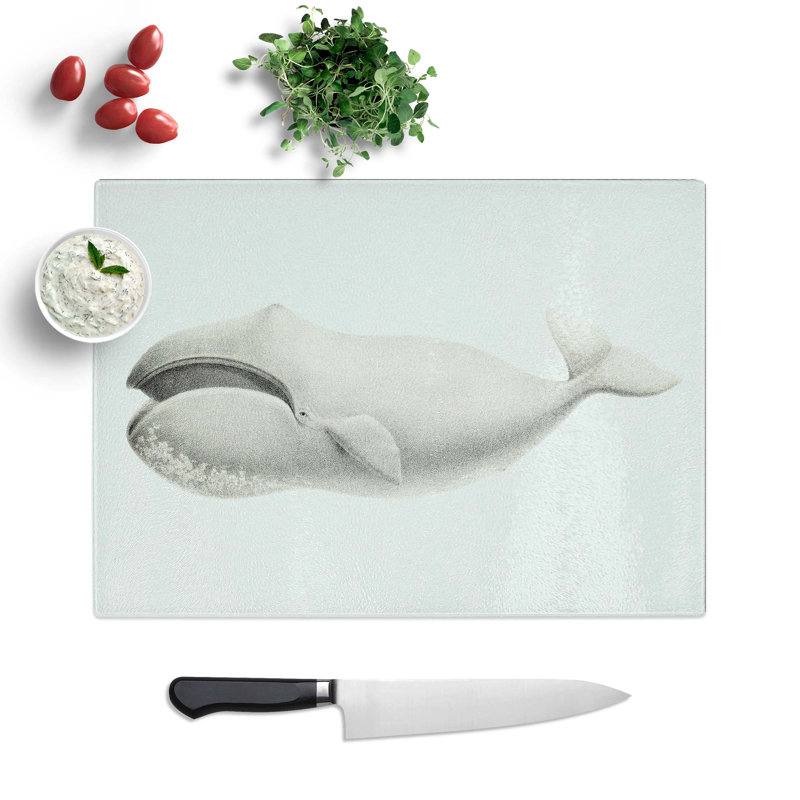 Tempered Glass Bowhead Whale Chopping Board, 39 cm W x 28.5 cm L