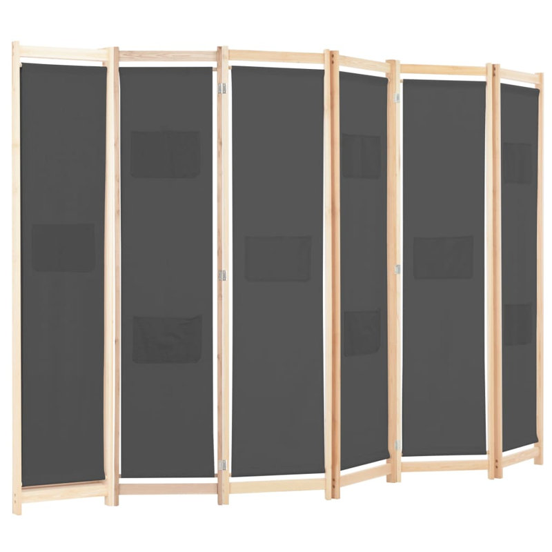 Rizzo 170cm H Folding Room Divider, 6, 240 x 170cm, Grey