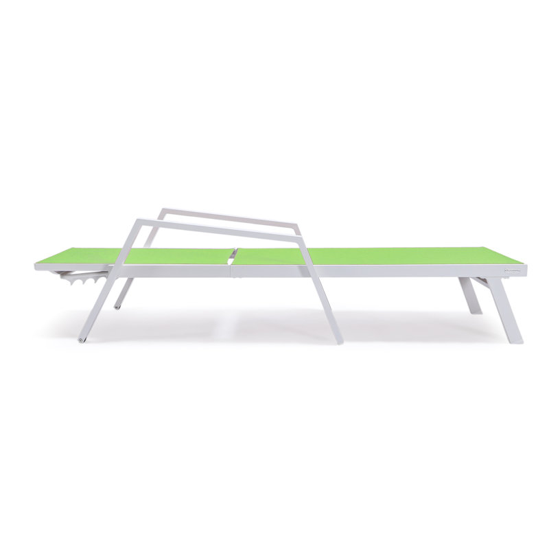 Outdoor Patio Reclining Chaise Lounge with Wheels, Powder-Coated Aluminum Frame and Breathable Sling Mesh, Adjustable Backrest for Poolside and Deck Use
