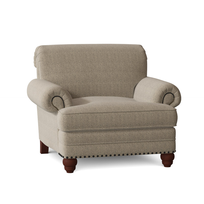 Spratt Armchair, Popstitch 21 Dove, Manhattan, Light Brass