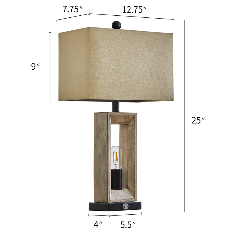 Intissar 25" Resin Lamp USB Touch Table Lamp Set Is Suitable For Bedside, Bedroom And Living Room