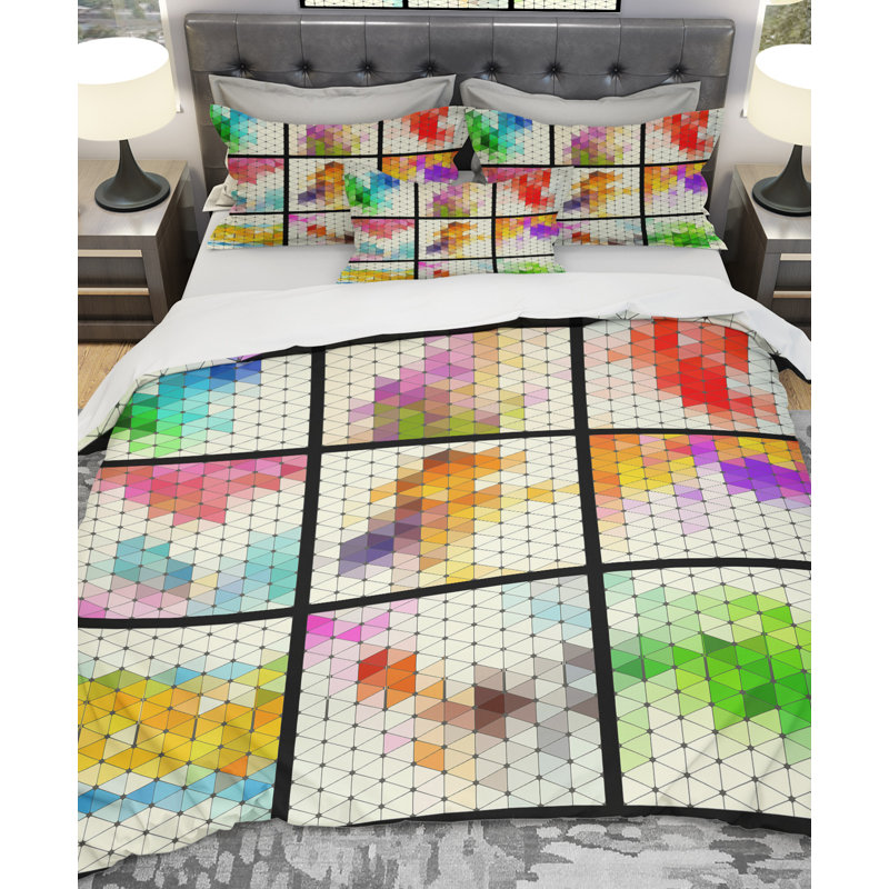 Ensemble de housse de couette à géométrie triangulaire designart compilation