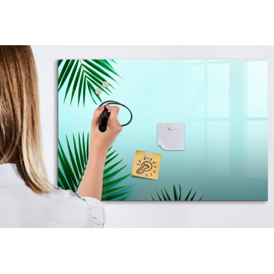 Magnetic Memo Board Whiteboard - 90 x 60 cm - With Marker and Magnets - Palm leaves